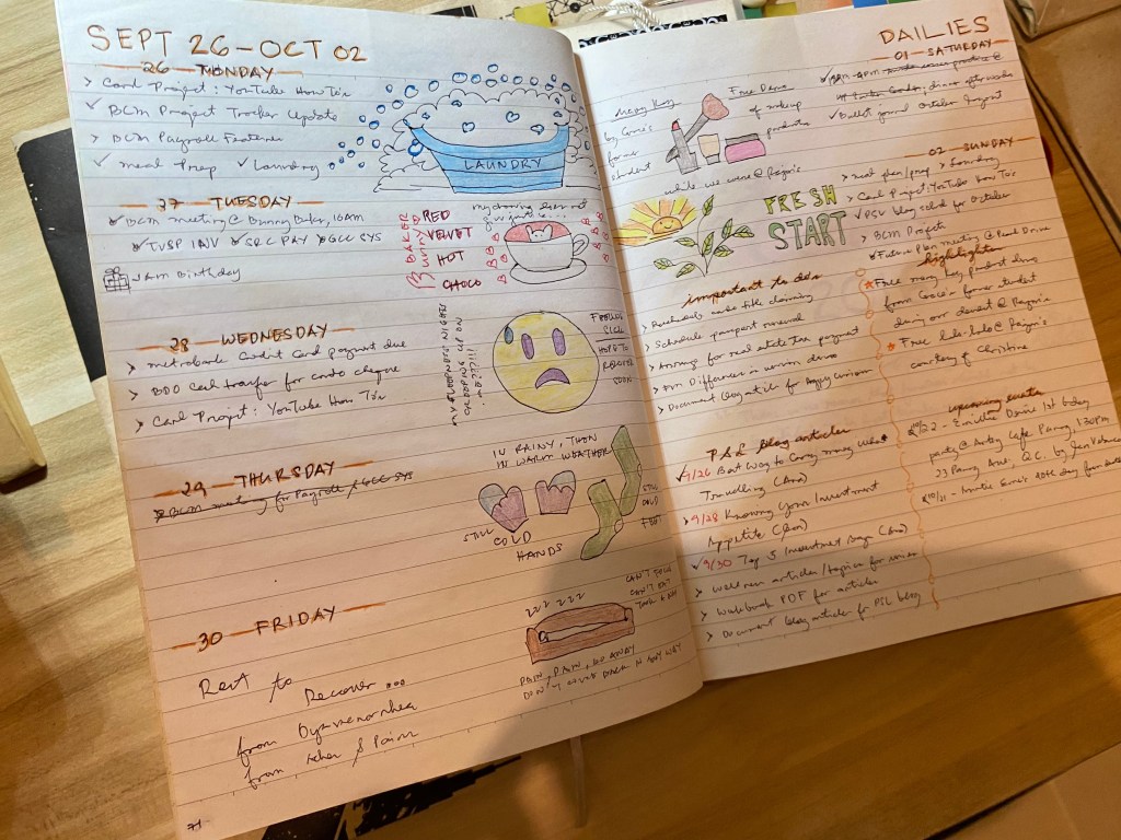 One Week Spread with Space for Doodles or Sketches
